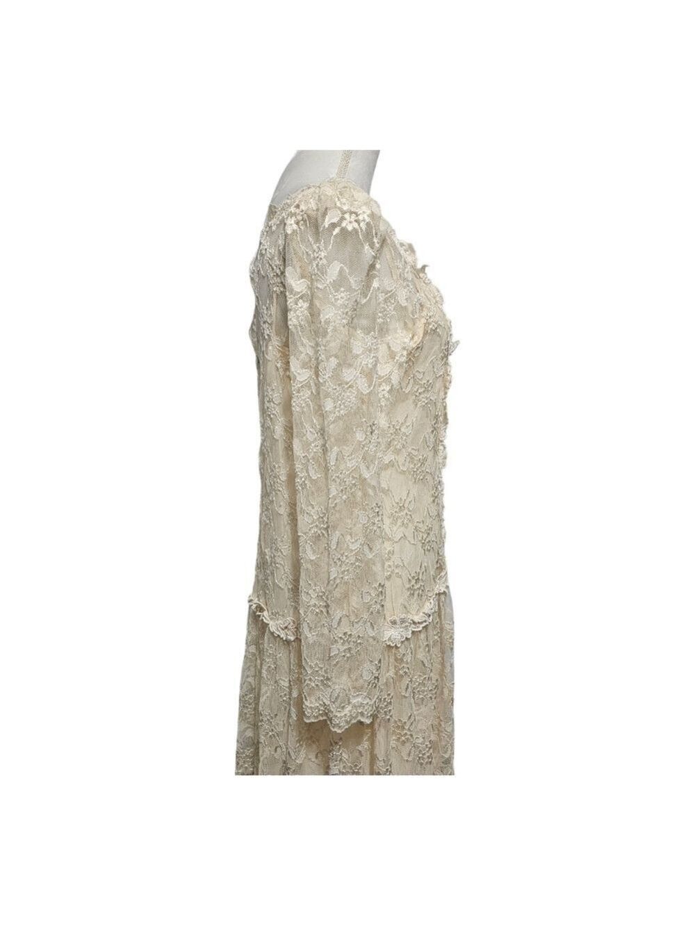 Vintage Victorian Wedding Dress READ Floral Lace Theater Cottage Bohemian - Picture 5 of 12